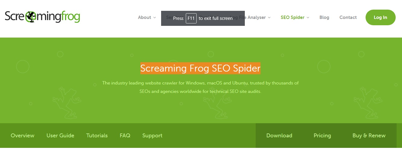 Find detailed information about Screaming Frog SEO Spider