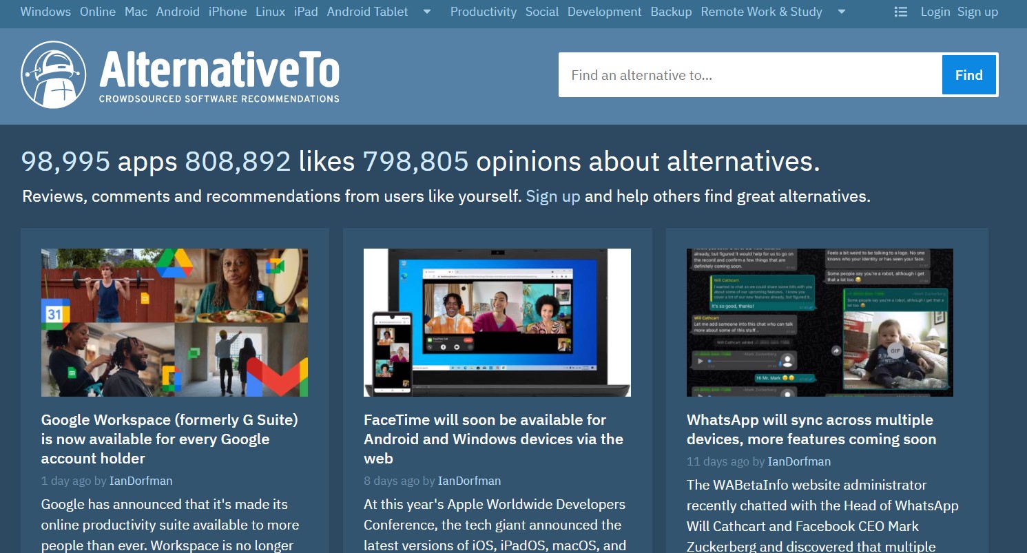 Find detailed information about AlternativeTo
