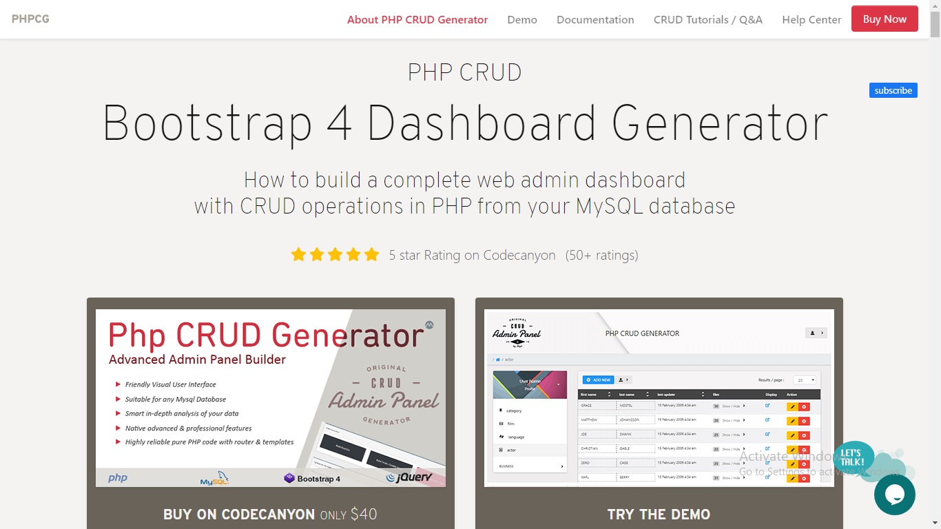 Find detailed information about PHP CRUD Generator