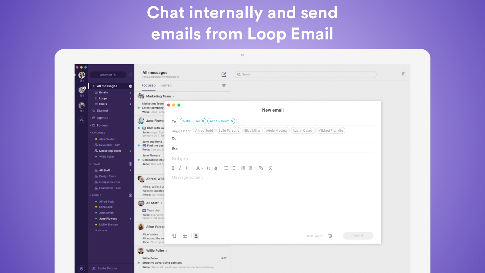 Detailed reviews and information for remote teams Loop Email