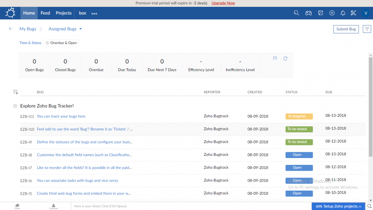 Detailed reviews and information for remote teams Zoho Bug Tracker