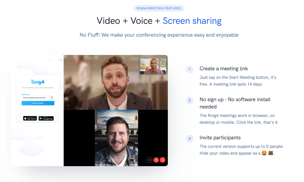 Get feedback from a vast remote working audience about Ring4 Meeting
