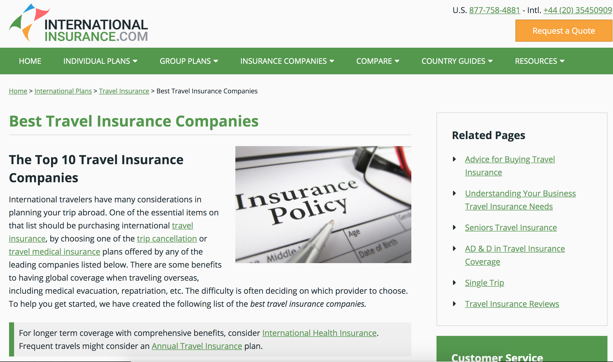 Find pricing, reviews and other details about International Citizens Insurance